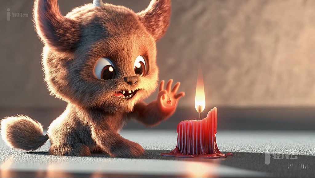 OpenAI文生短视频模型Sora生成的视频5-monster-with-melting-candle蜡烛融化的怪物